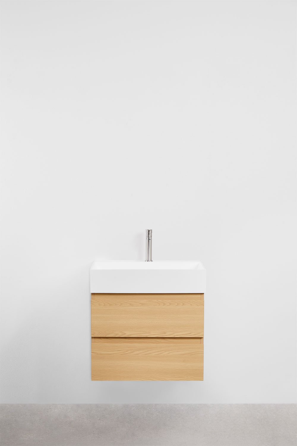 Ensemble de meuble de salle de bain en bois et placage de frêne avec lavabo intégré Ona, image de la galerie 2