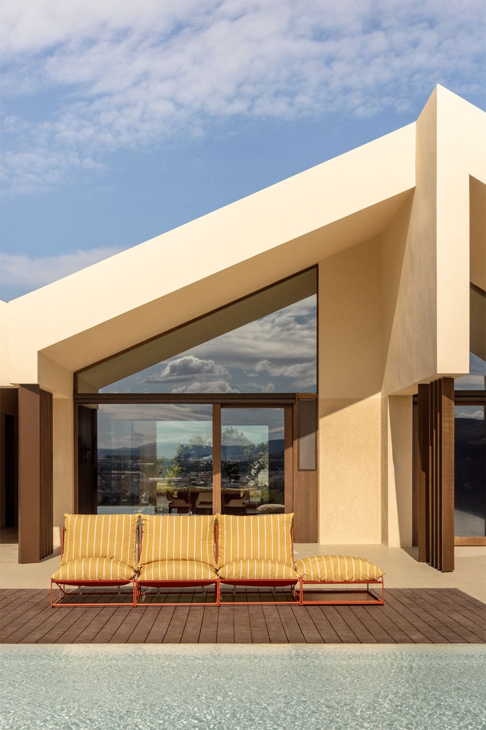 Canapé de jardin modulable 3 pièces Amaro et pouf convertible, image de la galerie 2