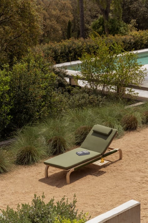 Chaise longue inclinable en bois d'acacia de Dubaï avec coussin