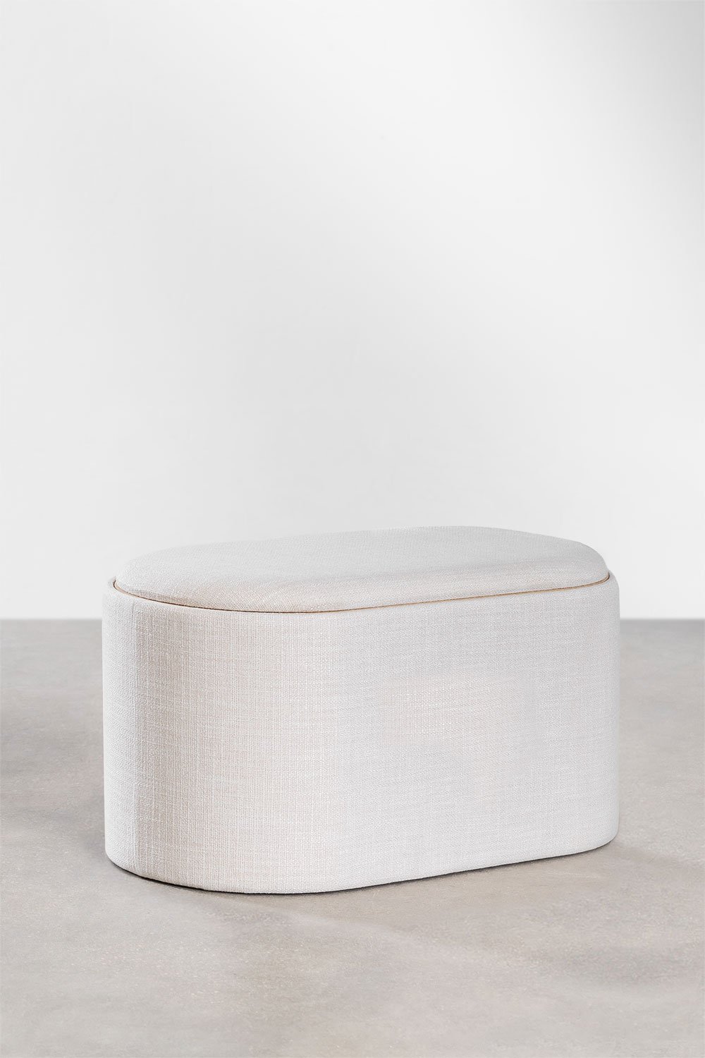 Pouf ovale rembourré Berkeleni avec plateau et rangement     , image de la galerie 2
