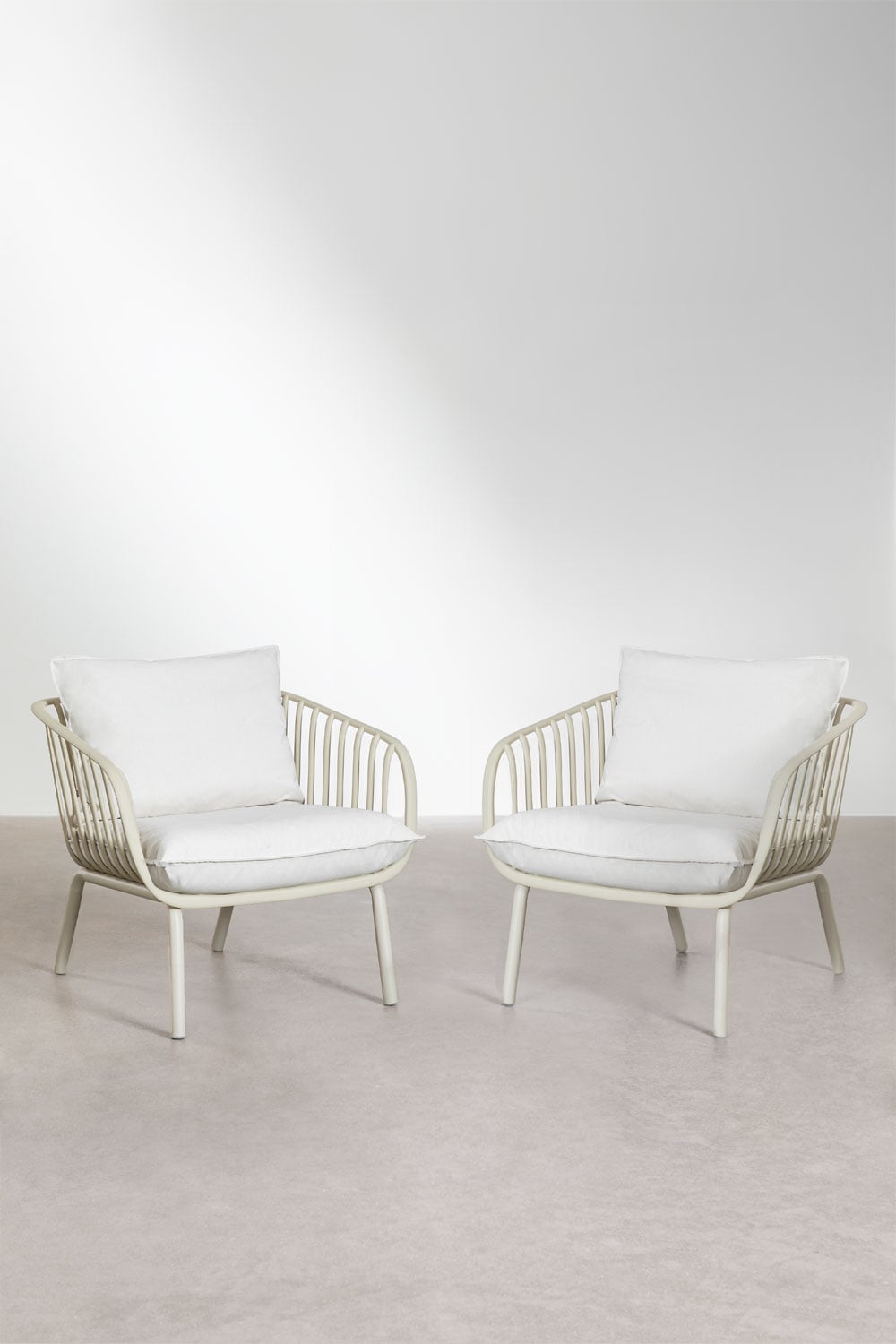 Pack de 2 fauteuils de jardin en acier et polypropylène Aradina, image de la galerie 3