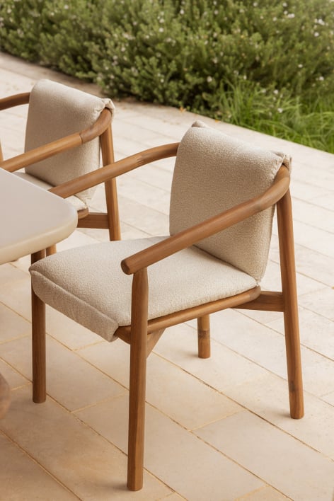 Chaise de jardin Elmina avec accoudoirs en bois d'acacia