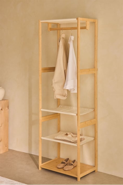 Armoire ouverte Deneb avec étagères en bambou