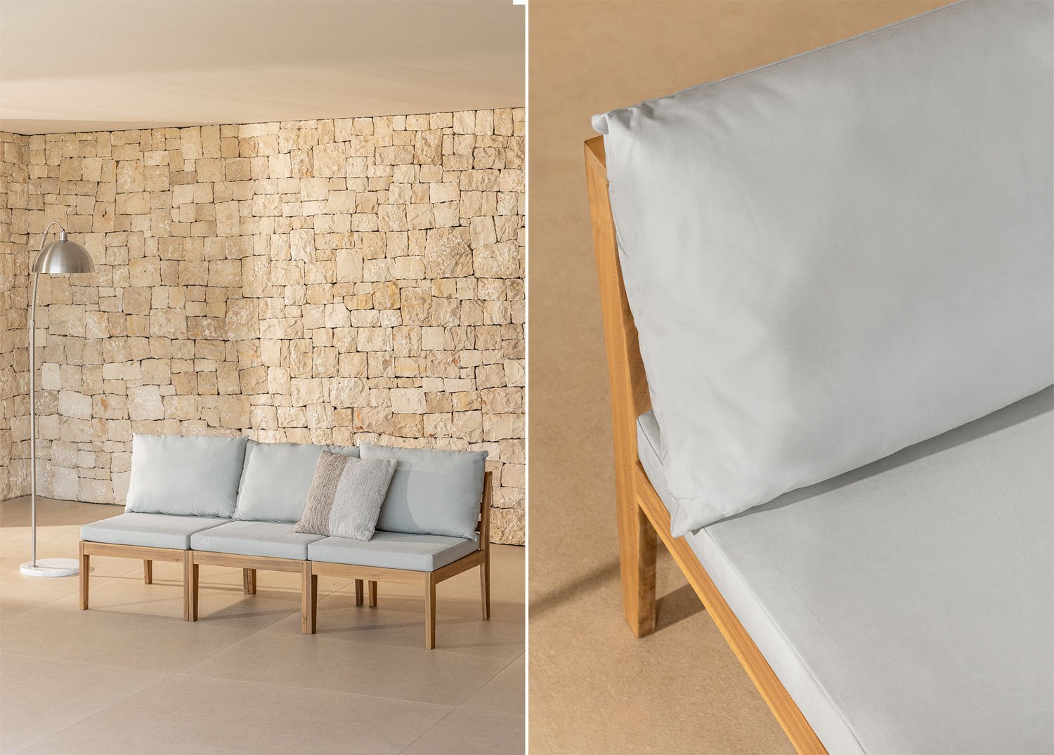 Canapé de jardin modulable 3 pièces en bois d'acacia Filips            , image de la galerie 1