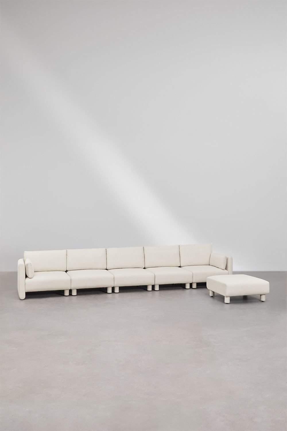 Canapé et pouf modulables 5 pièces en tissu bouclé Artemisa, image de la galerie 1