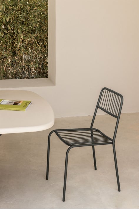 Chaise de jardin empilable en acier Elton - Noir de Carbone