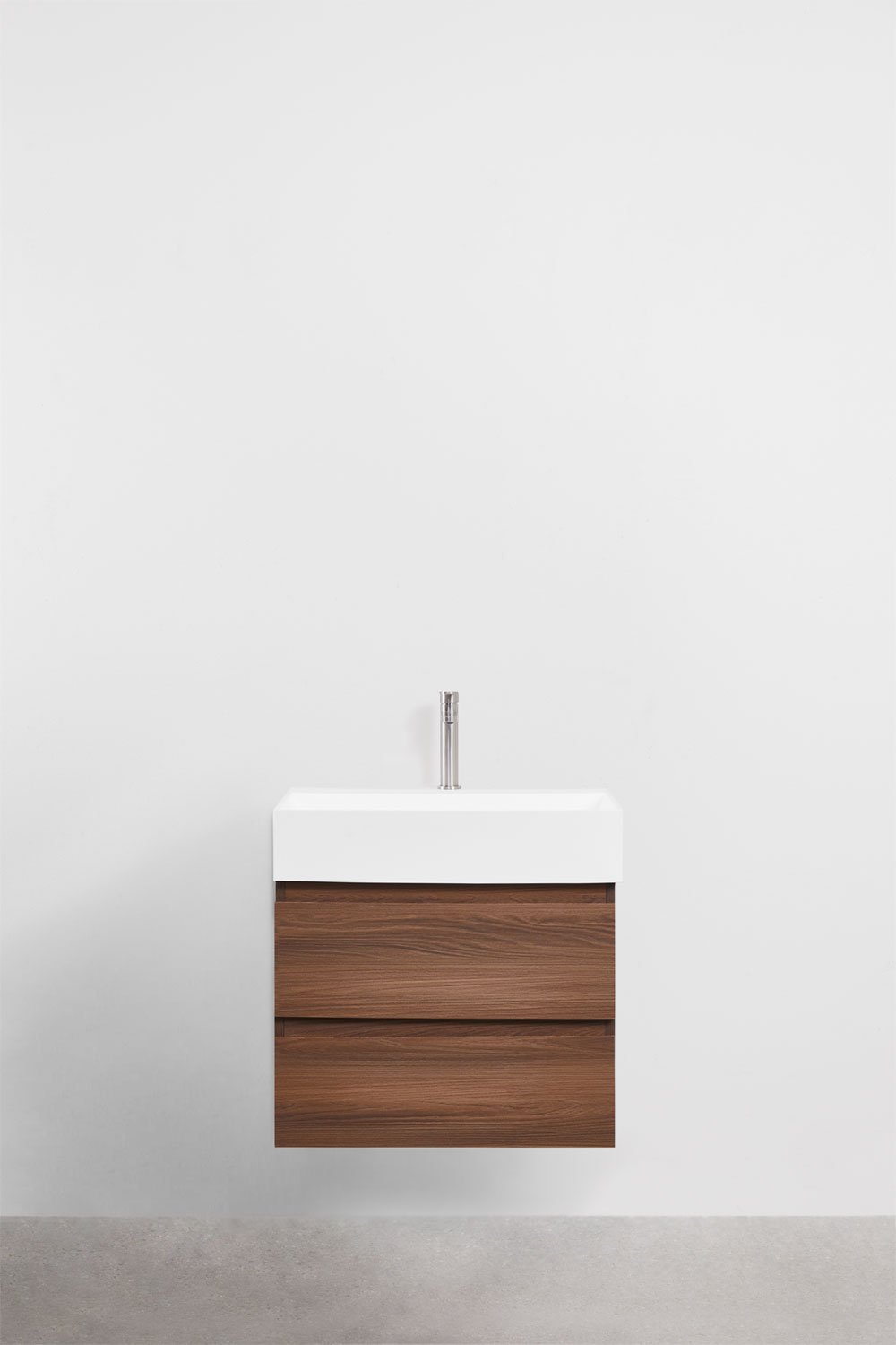 Ensemble de meuble de salle de bain en bois et placage de frêne avec lavabo intégré Ona, image de la galerie 2