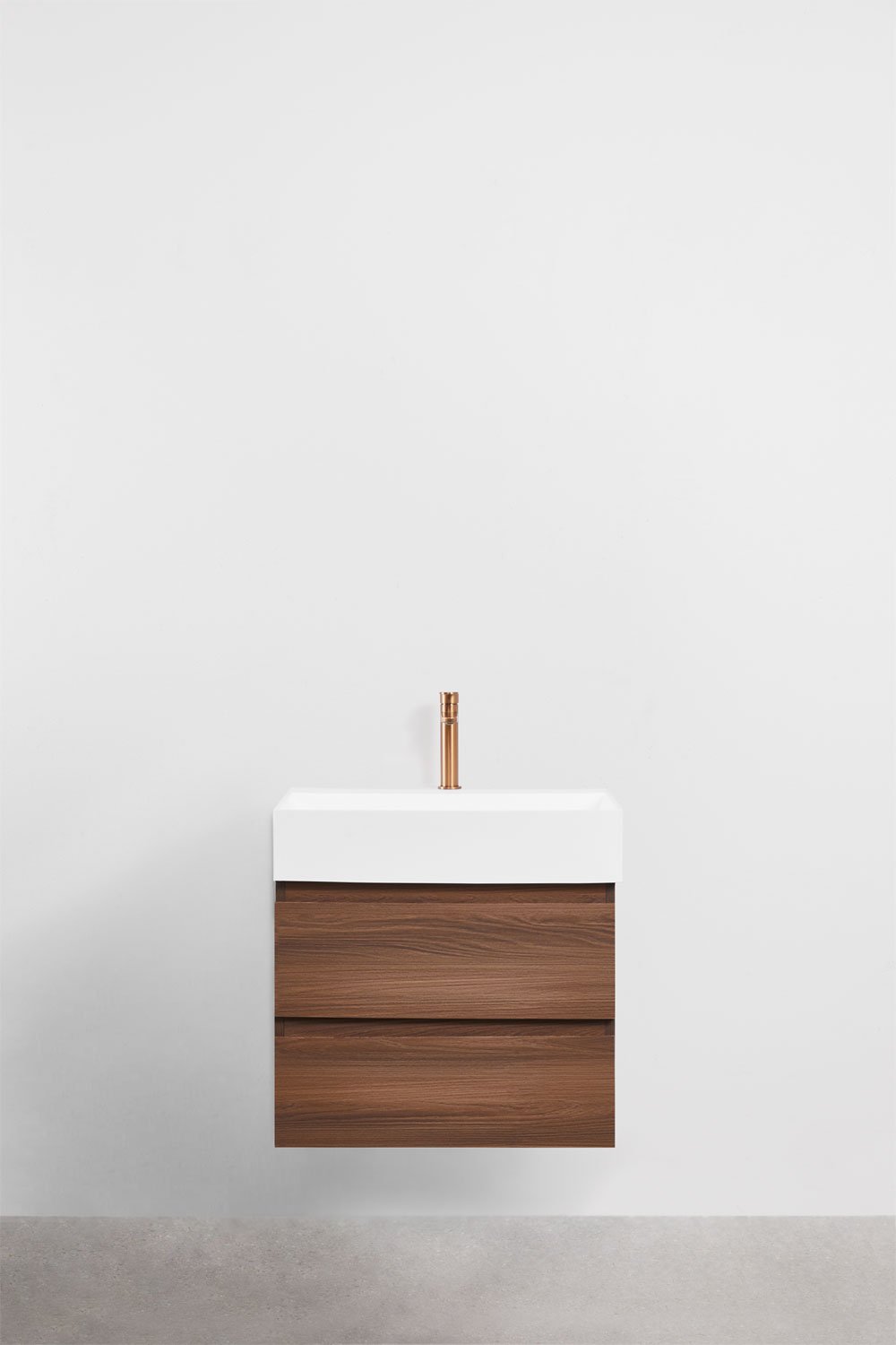 Ensemble de meuble de salle de bain en bois et placage de frêne avec lavabo intégré Ona, image de la galerie 2