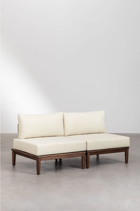 Canapé modulaire 2 pièces en acacia Giulia - Beige Crème