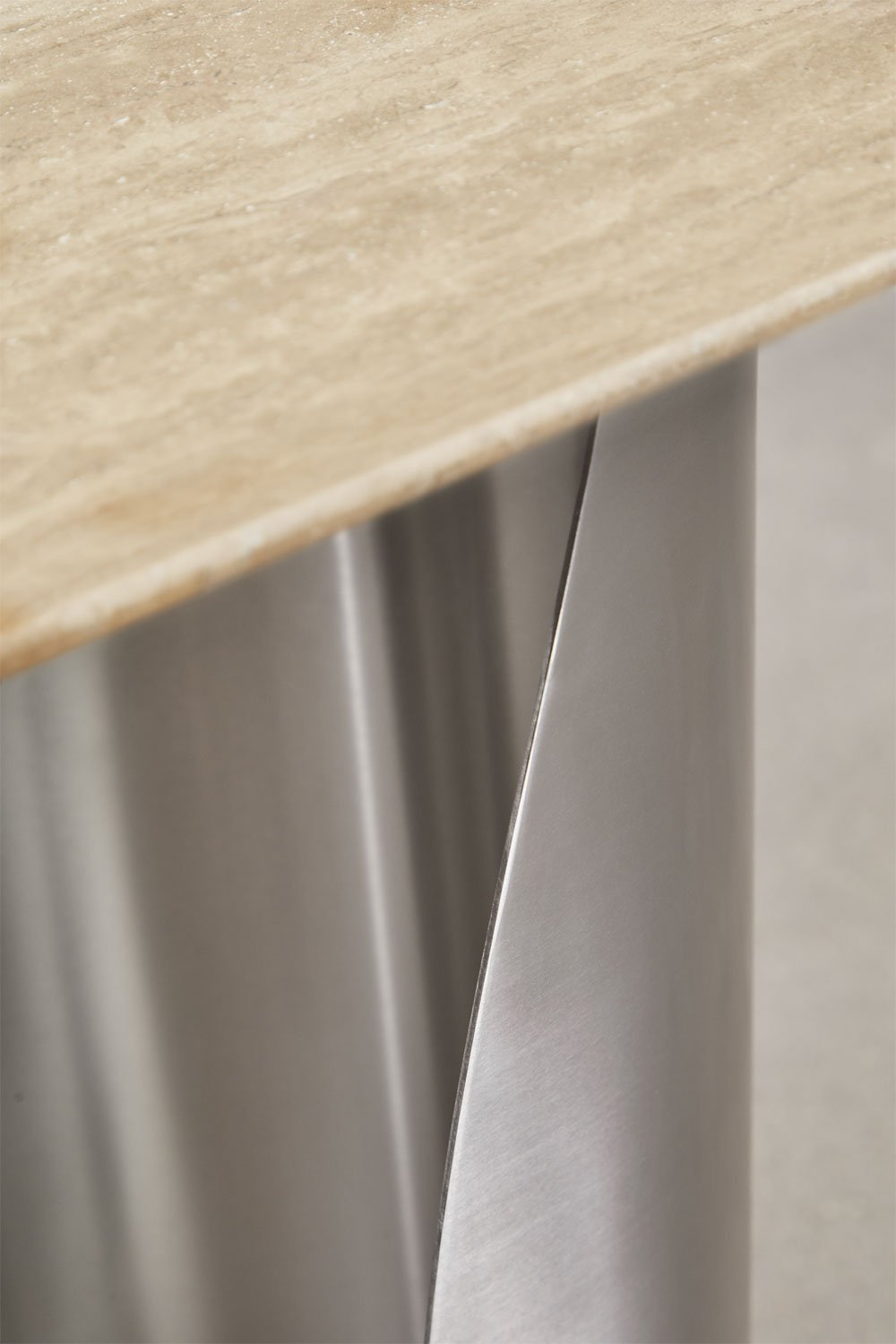 Console d'entrée ovale 135x40 cm en travertin et acier inoxydable Neriyu, image de la galerie 5