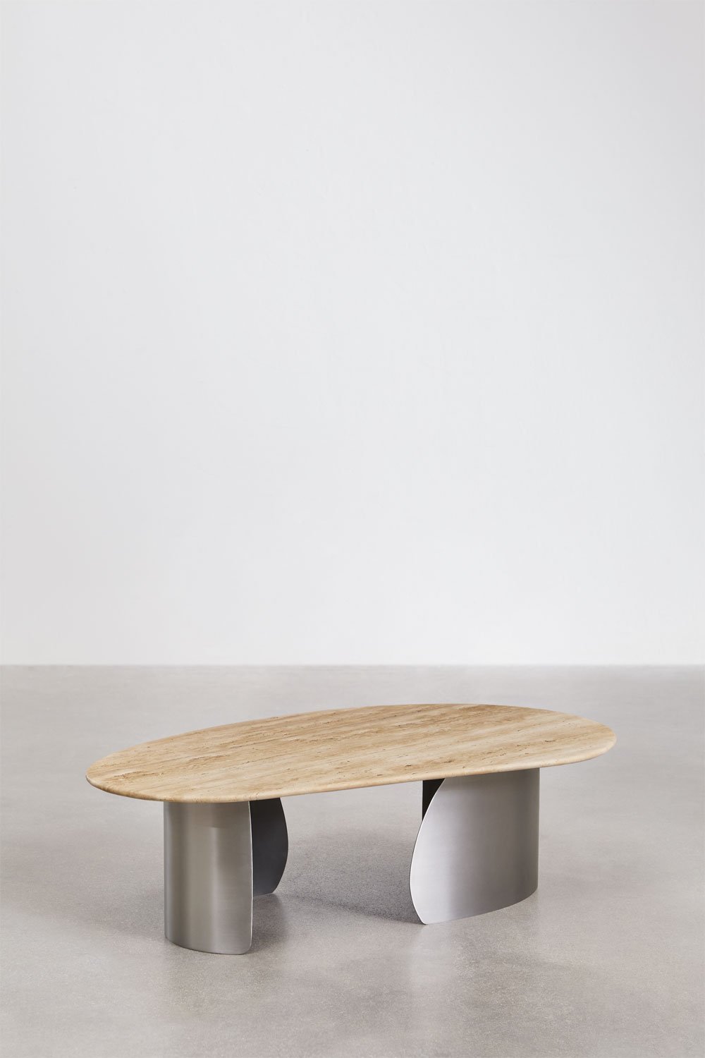 Table basse Vayet 120x70 cm en travertin et acier inoxydable, image de la galerie 3