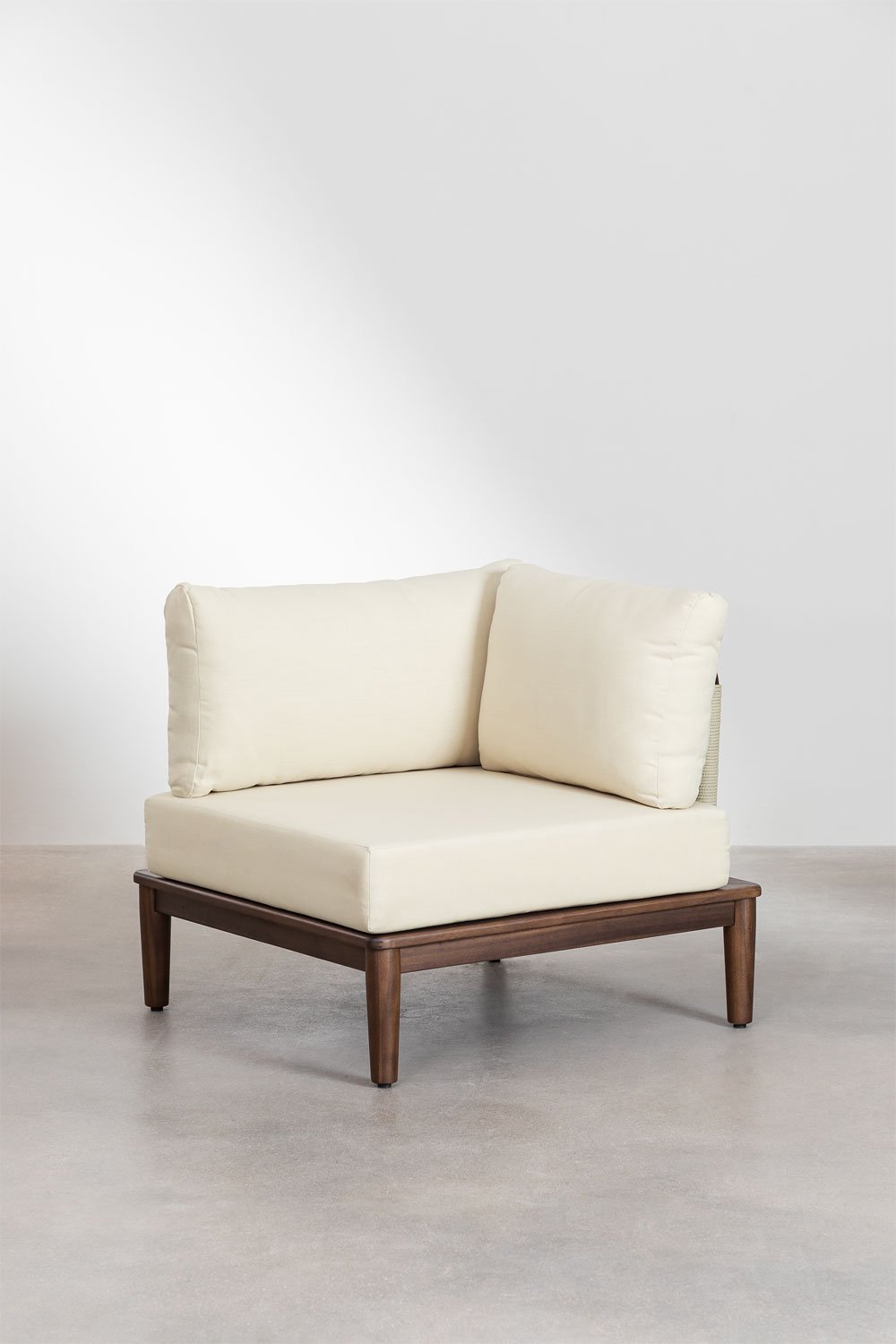 Canapé d'angle modulaire 3 pièces et pouf en acacia Giulia, image de la galerie 4