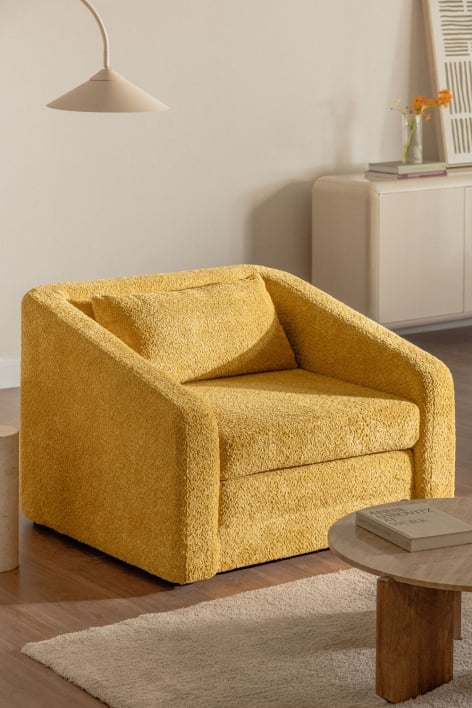 Fauteuil-lit en tissu bouclé Dalila