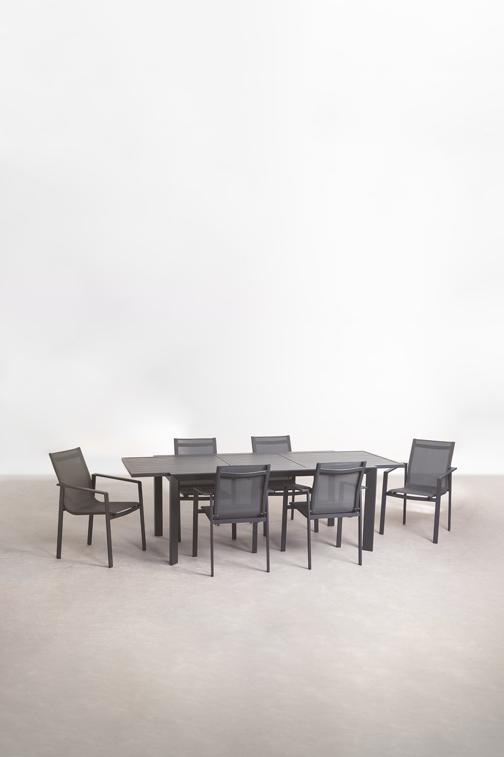 Ensemble de table extensible rectangulaire Starmi, 180-240x100 cm, en aluminium et 6 chaises de jardin Eika., image de la galerie 2