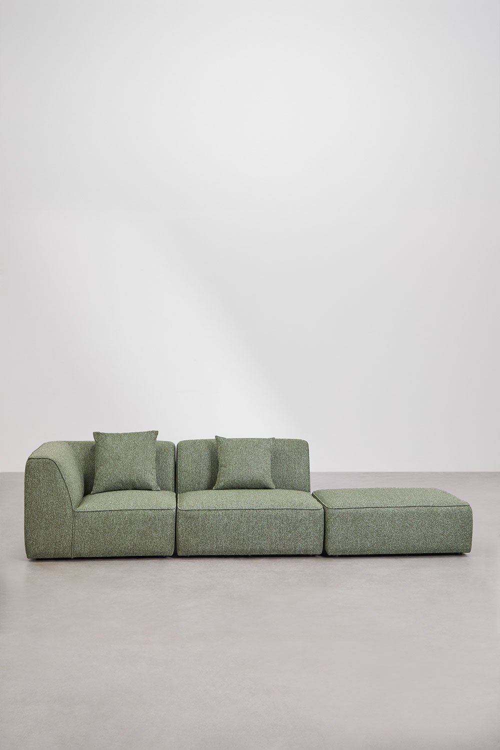 Canapé d'angle modulable Cardea 2 pièces avec pouf rembourré, image de la galerie 5