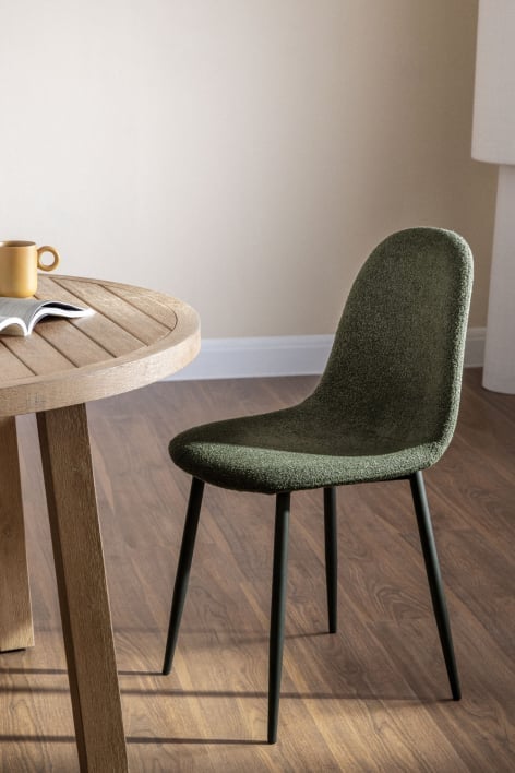 Chaise de salle à manger en tissu bouclé Glamm - Noir