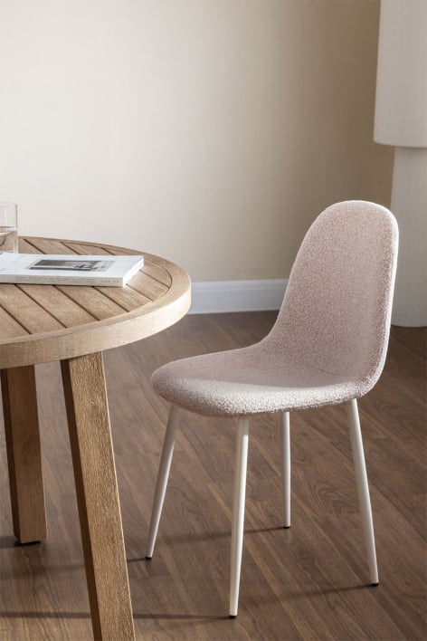 Chaise de salle à manger en tissu bouclé de luxe Glamm - Bouclé Rose