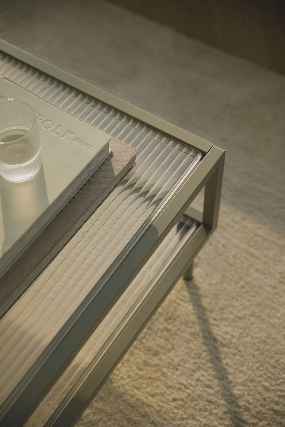 Table basse rectangulaire en acier et verre Paoline, image de la galerie 2