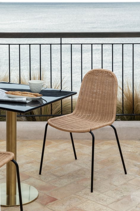 Chaise de jardin empilable en osier Reiven - NATUREL