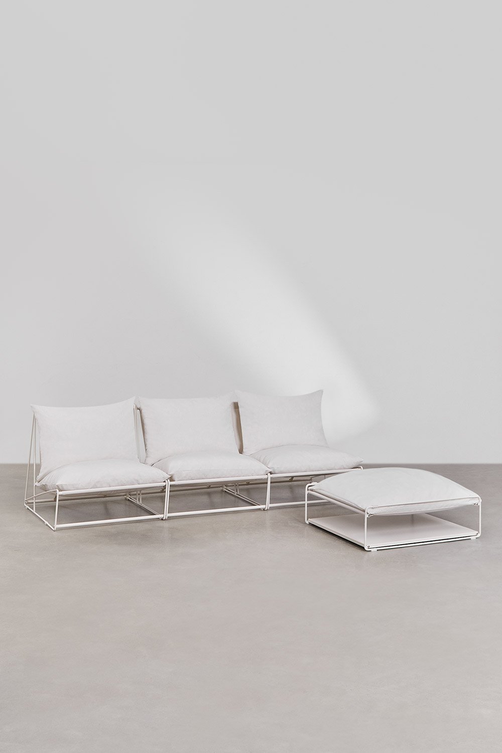 Canapé modulaire de jardin 3 pièces avec pouf convertible Amaro, image de la galerie 3