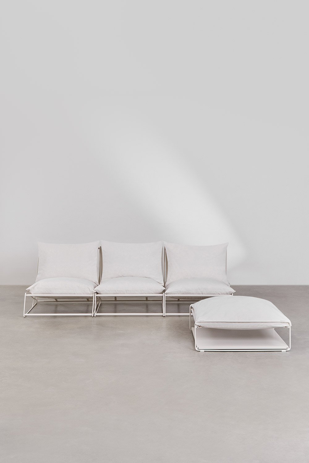 Canapé modulaire de jardin 3 pièces avec pouf convertible Amaro, image de la galerie 4