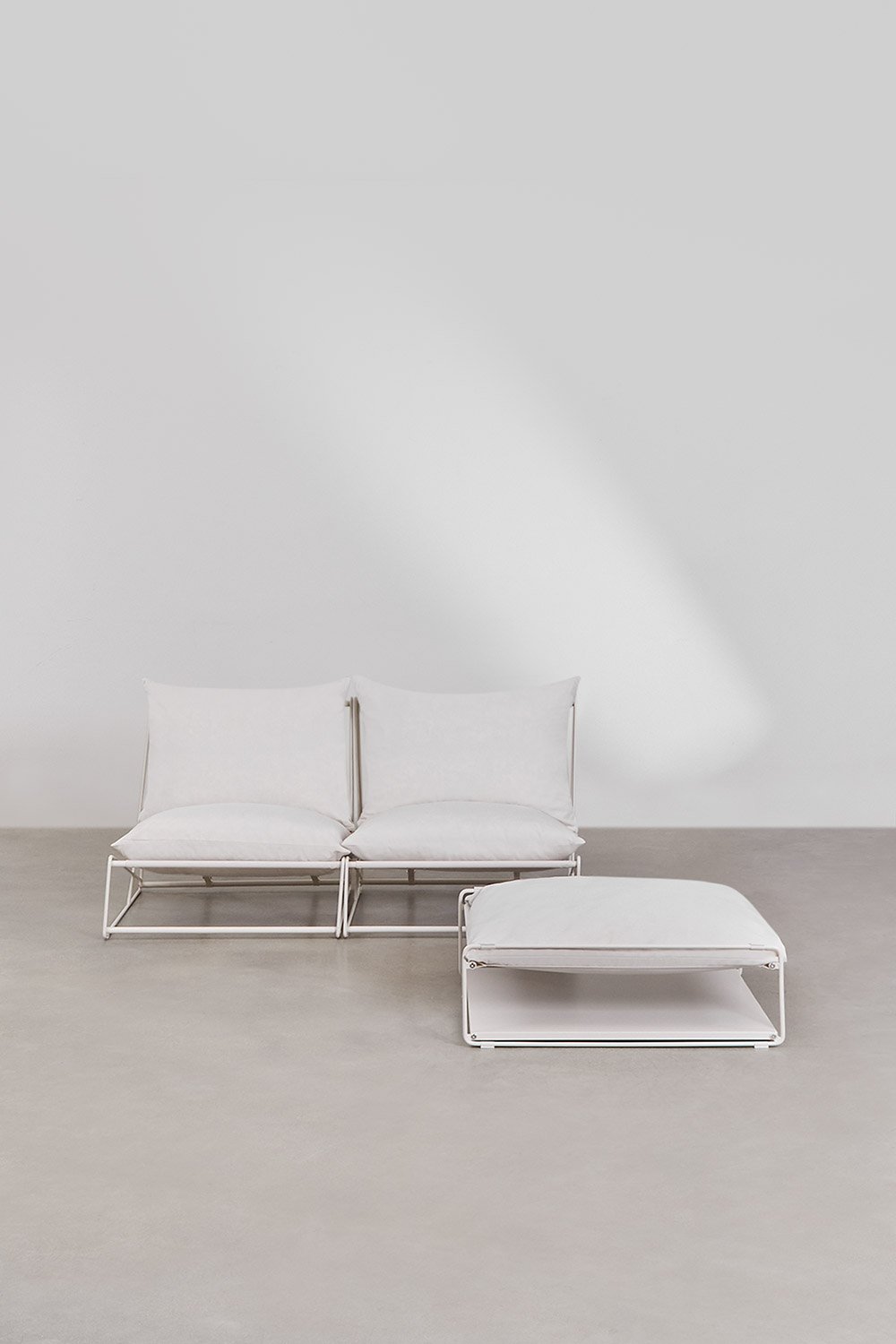 Canapé modulaire de jardin 2 pièces avec pouf convertible Amaro, image de la galerie 4