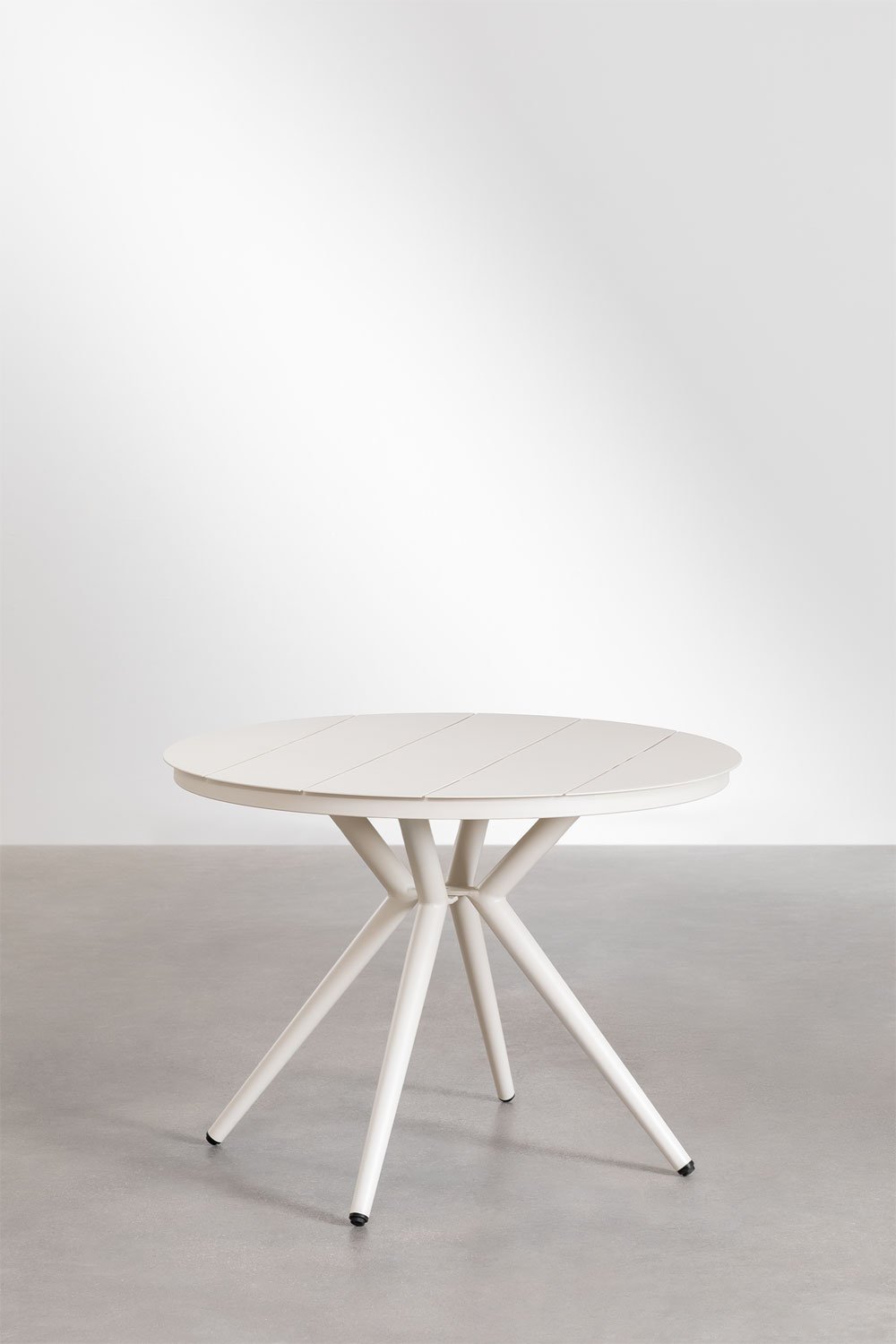 Ensemble table ronde en aluminium 100 cm Valérie et 4 chaises de jardin empilables Omara, image de la galerie 2