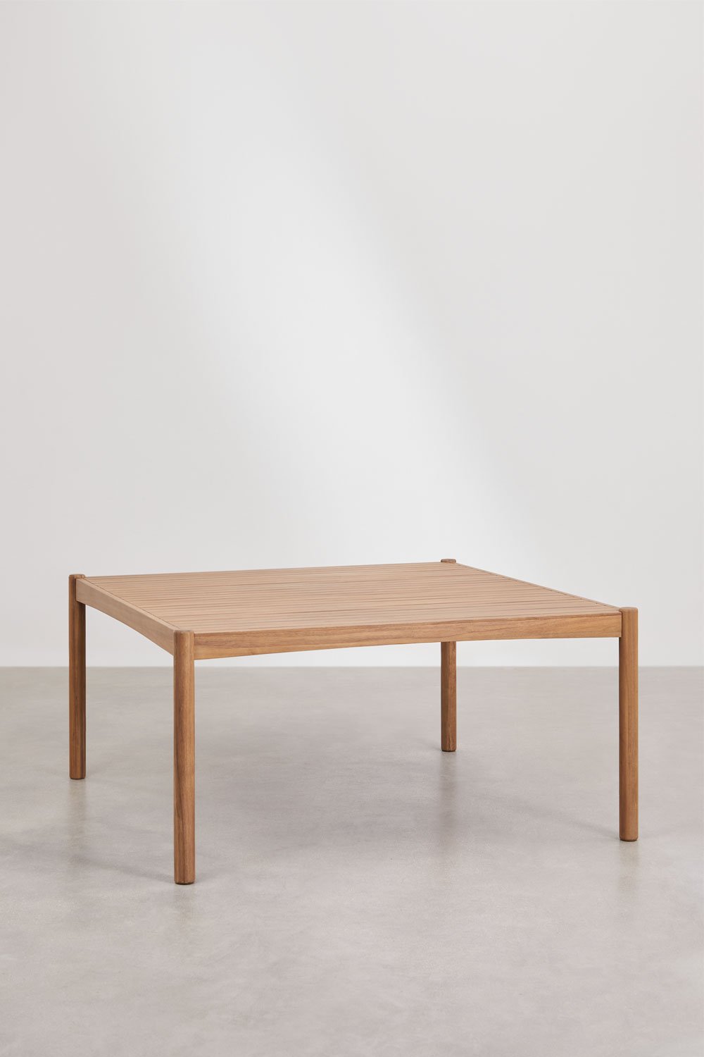 Ensemble table carrée 150x150 cm en bois d'acacia et 8 chaises de jardin Aderyn en bois d'eucalyptus avec accoudoirs, image de la galerie 2