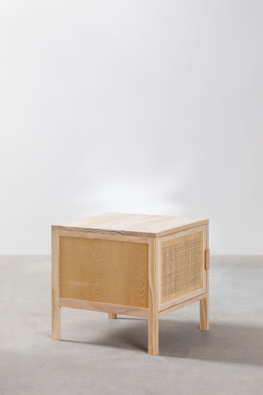 Pack de 2 tables de chevet carrées 40x40 cm en rotin et bois Reyna, image de la galerie 5