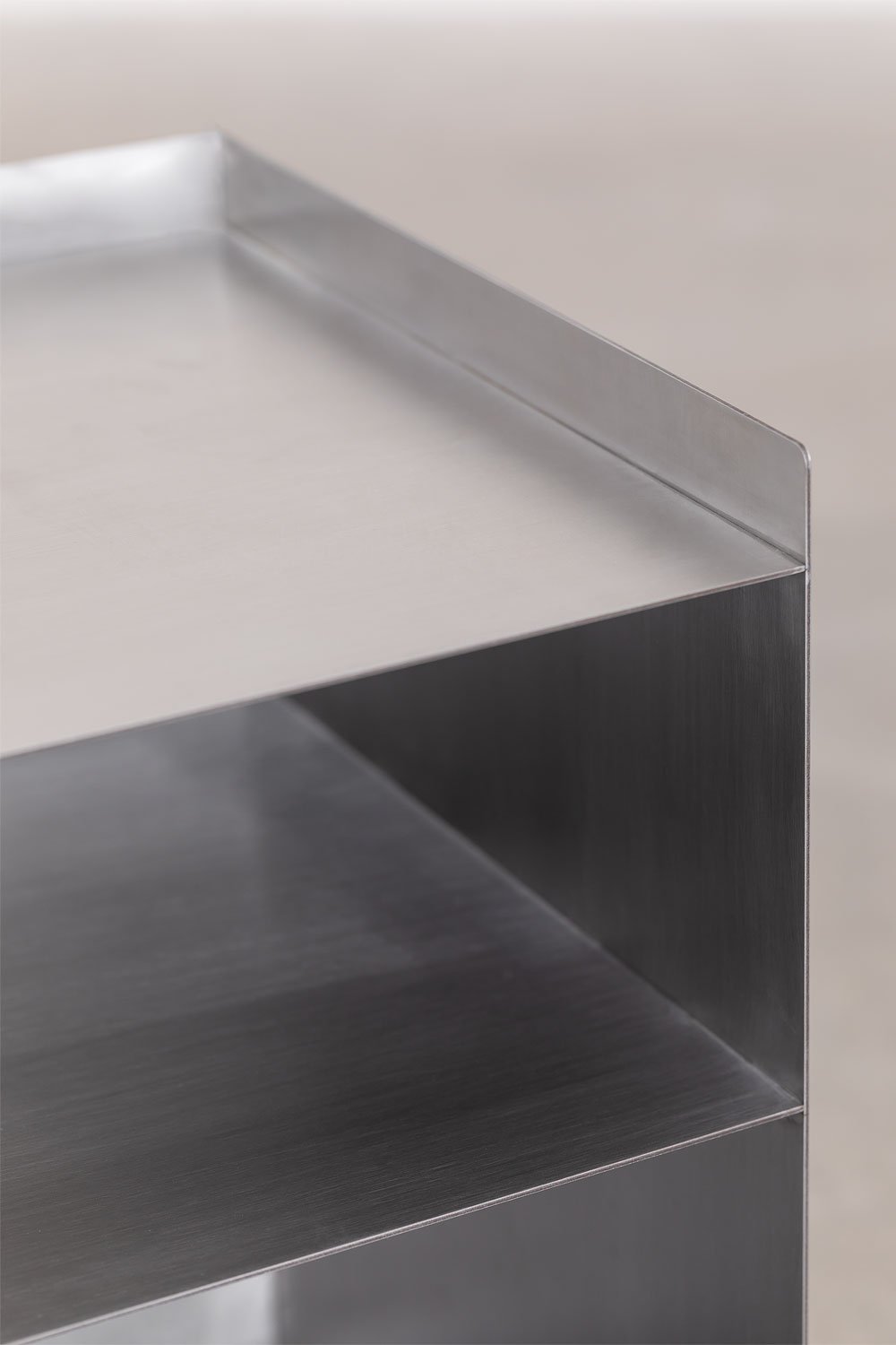 Pack de 2 tables de chevet rectangulaires 45x35 cm en acier inoxydable Nolvia, image de la galerie 5