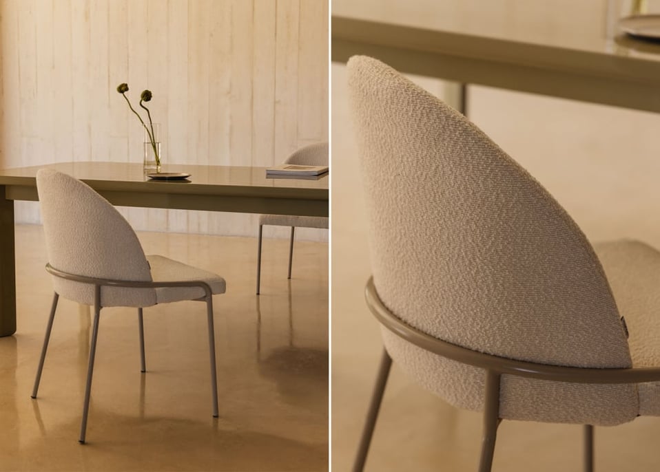 Chaise de salle à manger rembourrée Grolet - Boucle Blanc