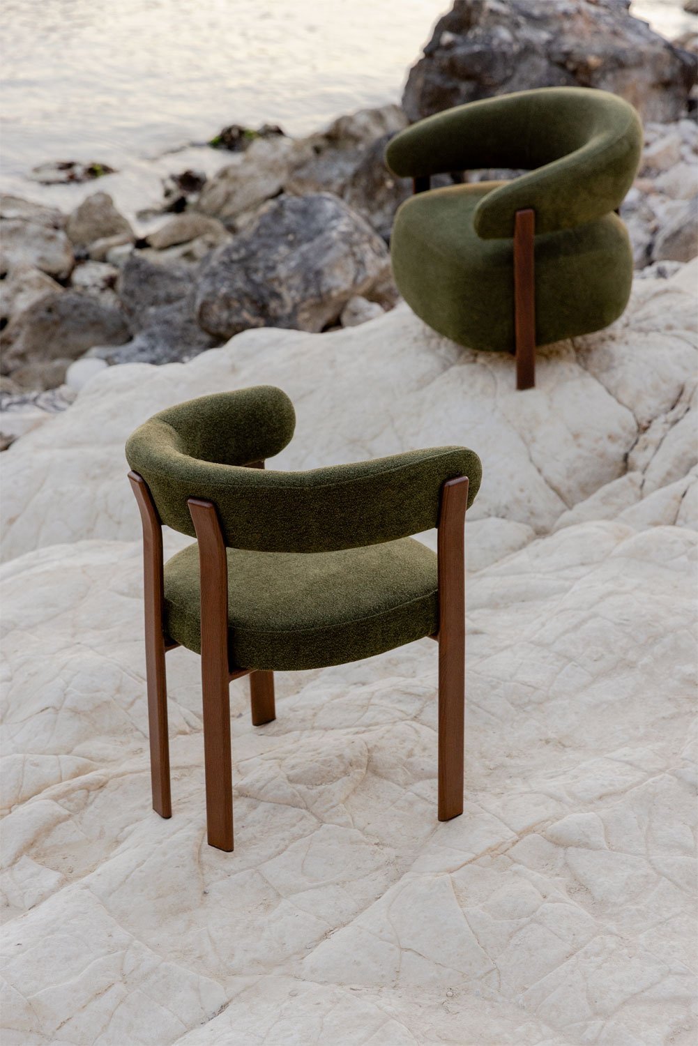 Pack de 4 chaises de salle à manger avec accoudoirs en tissu chenille Jolie, image de la galerie 1