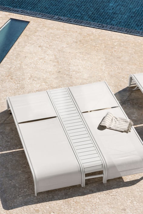 Ensemble de 2 chaises longues inclinables et table d'appoint en acier Marietta