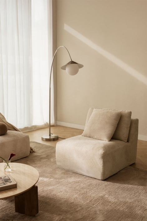 Fauteuil Temple en velours côtelé emballé sous vide - Velours Côtelé Beige Lin
