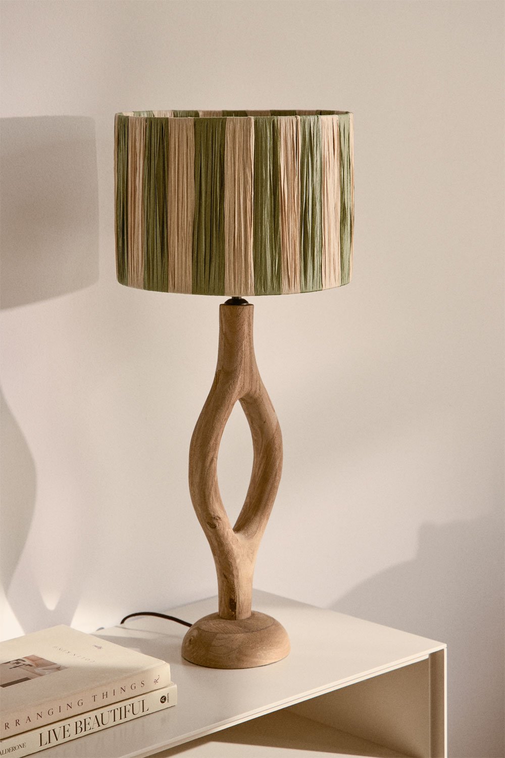 Lampe de table en bois de manguier Gracia, image de la galerie 1