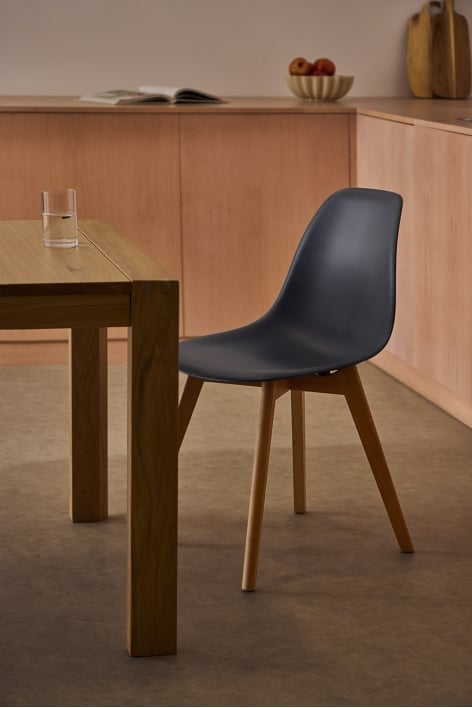 Chaise de salle à manger en polypropylène et bois de hêtre Scand Nordic - Gris Foncé