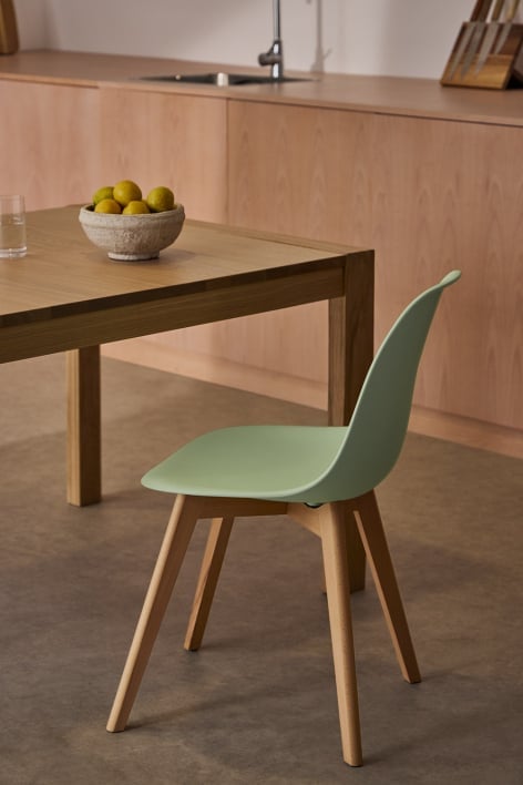 Chaise de salle à manger en polypropylène et bois de hêtre Scand Nordic - Céladon