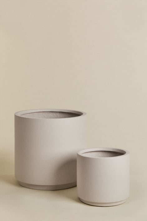 Ensemble de 2 pots Ø25 cm / Ø45 cm en polystone Saturne