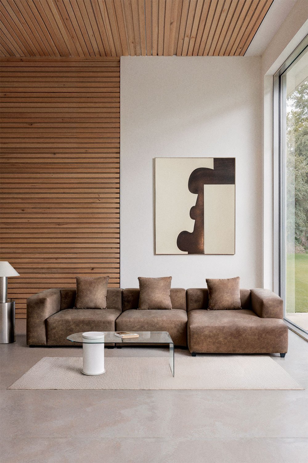 Canapé modulaire avec méridienne droite de 3 pièces (↔︎335 cm) avec accoudoir haut Bruna, image de la galerie 1