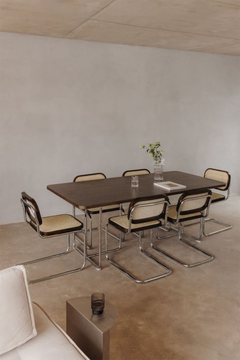 Table à manger rectangulaire en MDF et acier inoxydable Tento