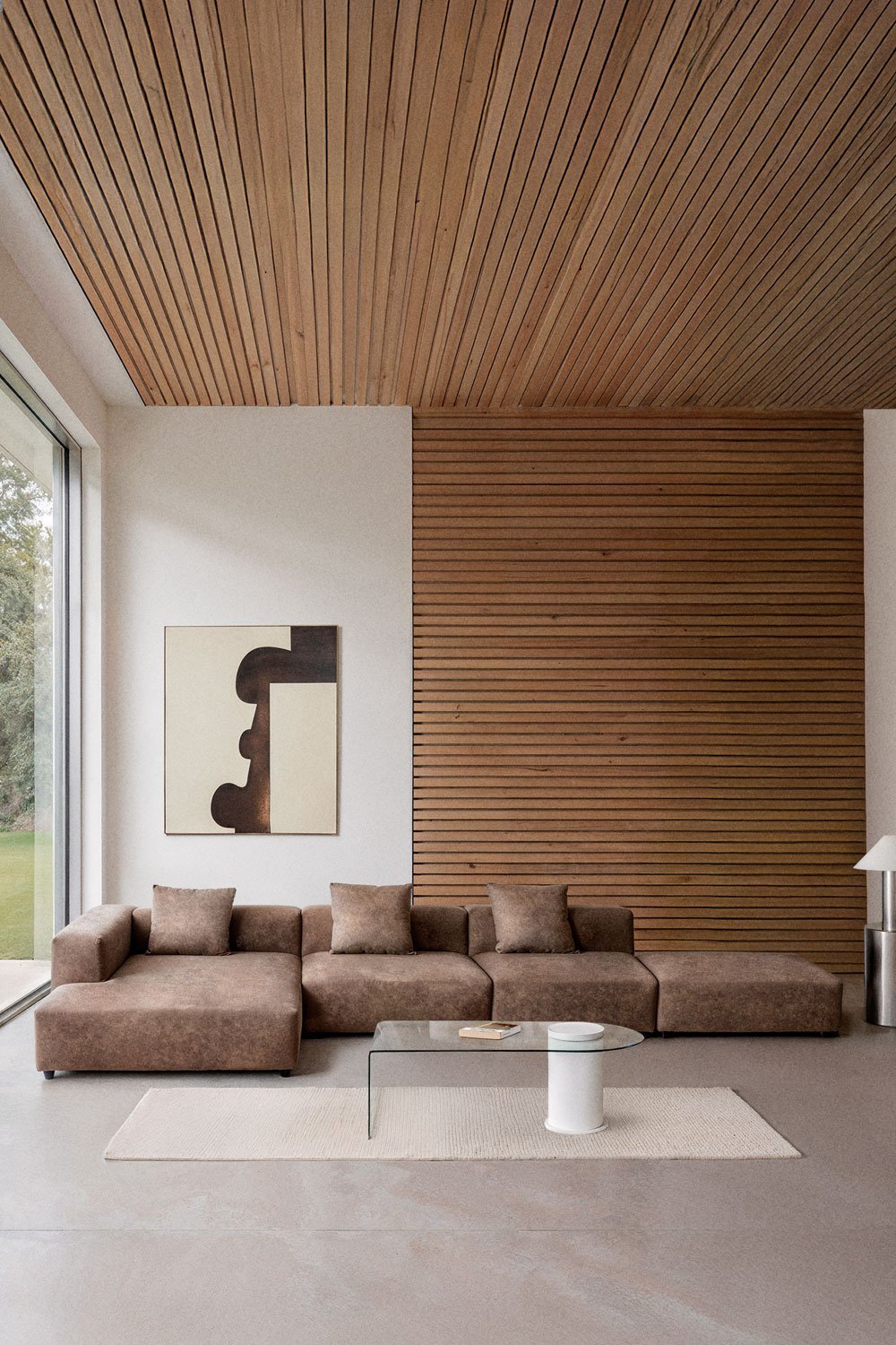 Canapé modulaire avec méridienne d'angle gauche 3 pièces avec pouf ↔︎450 cm Bruna, image de la galerie 1