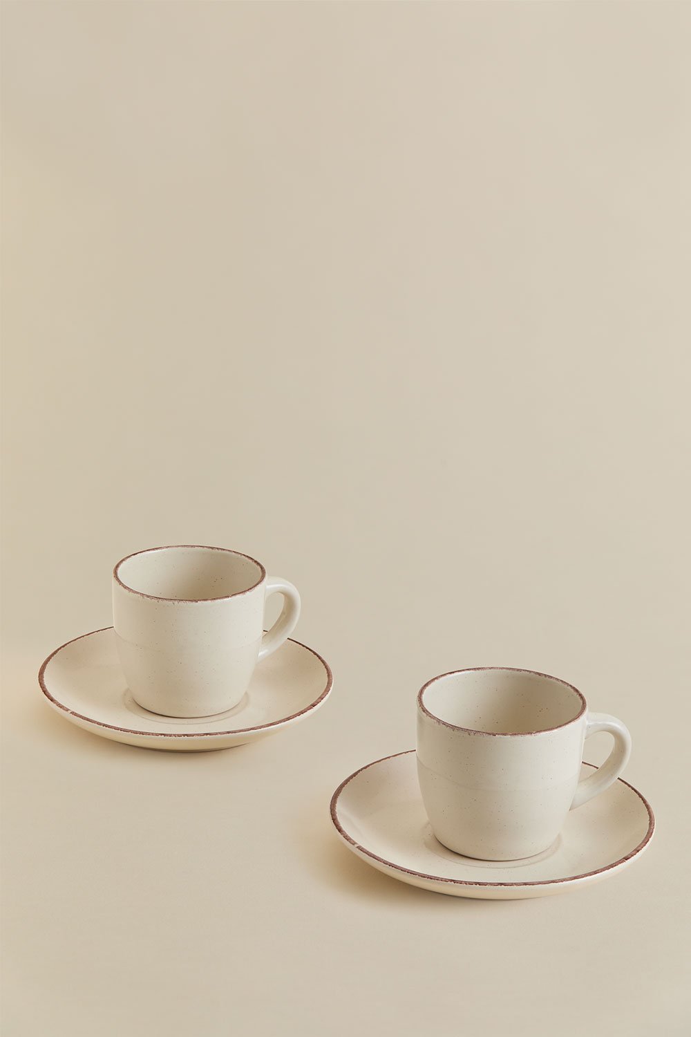 Lot de 2 tasses à café en grès Ronilena avec soucoupes, 22 cl, image de la galerie 3