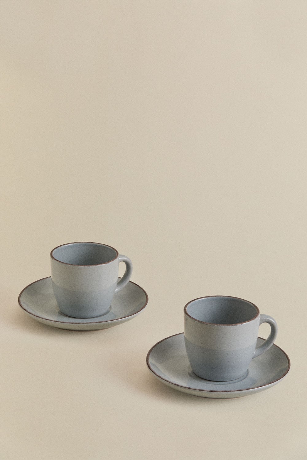 Lot de 2 tasses à café en grès Ronilena avec soucoupes, 22 cl, image de la galerie 3