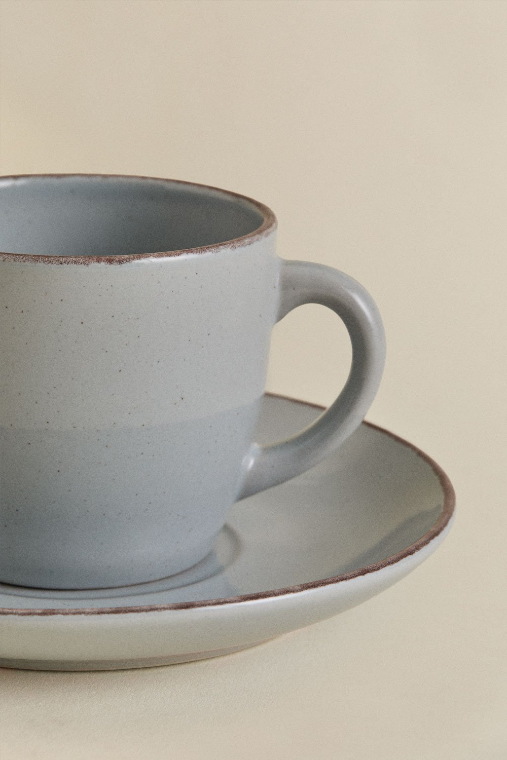 Lot de 2 tasses à café en grès Ronilena avec soucoupes, 22 cl, image de la galerie 5