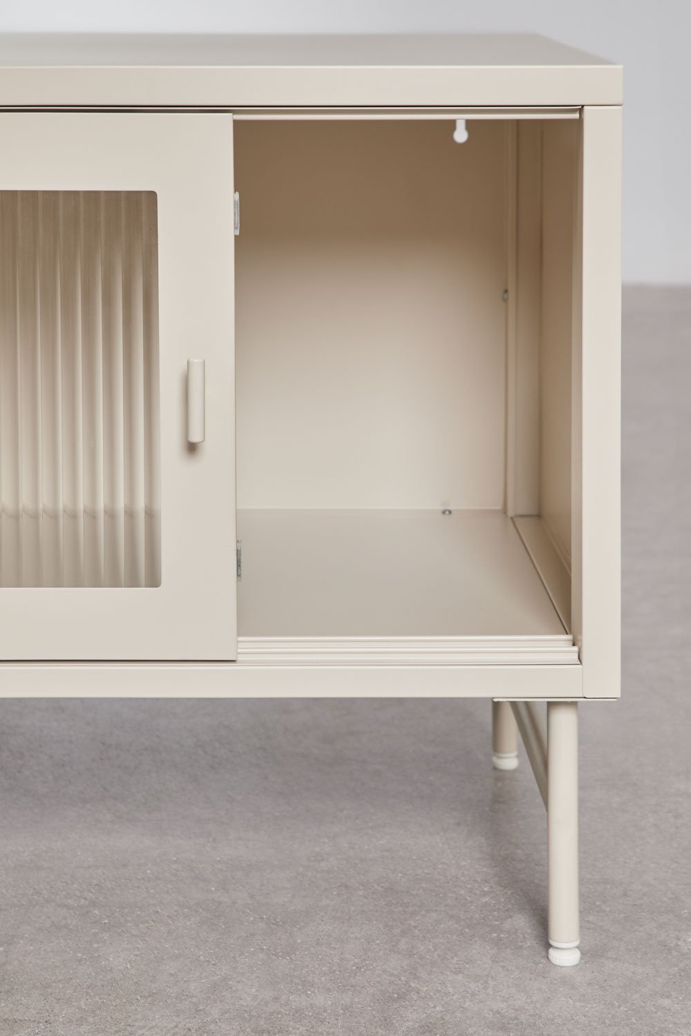 Meuble TV 180x40 cm en acier et verre Paoline, image de la galerie 6