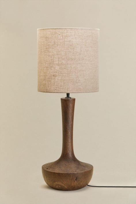 Lampe de table en bois de manguier Sintra - Poignée en bois foncé