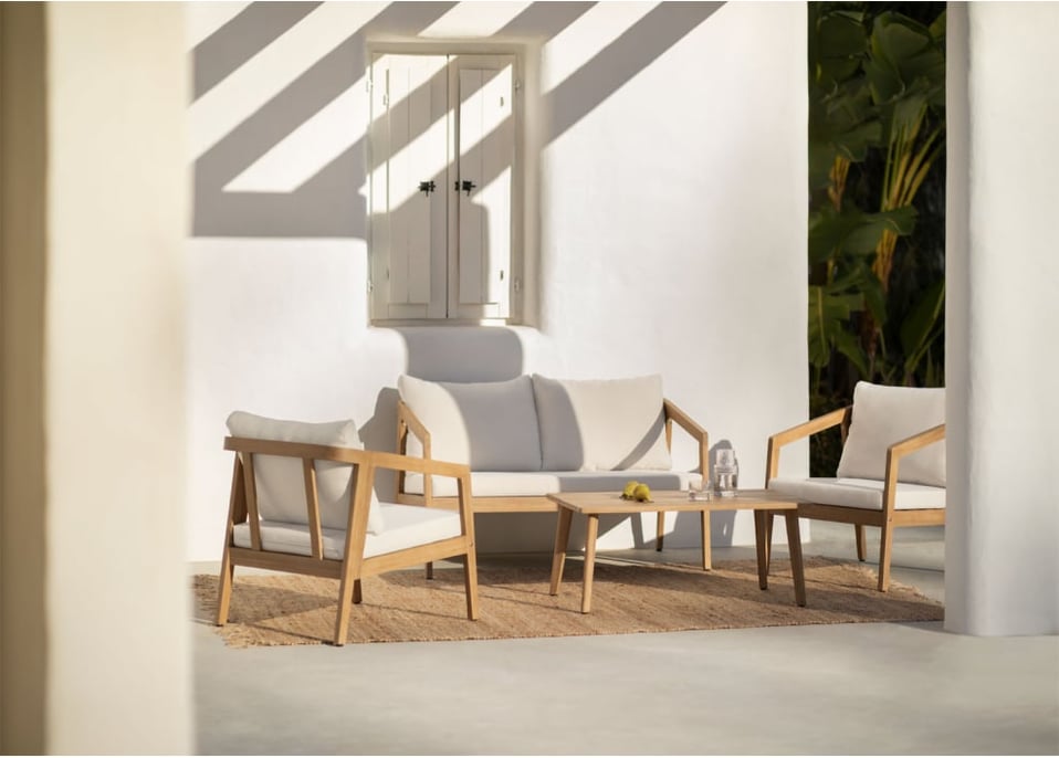 Canapé de jardin 2 places en bois d'acacia Kaela