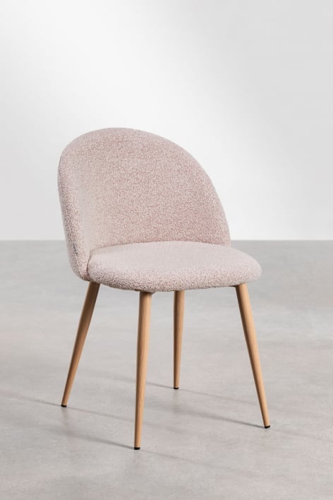 Chaise de salle à manger Kana Deluxe en tissu bouclé - Bouclé Rose