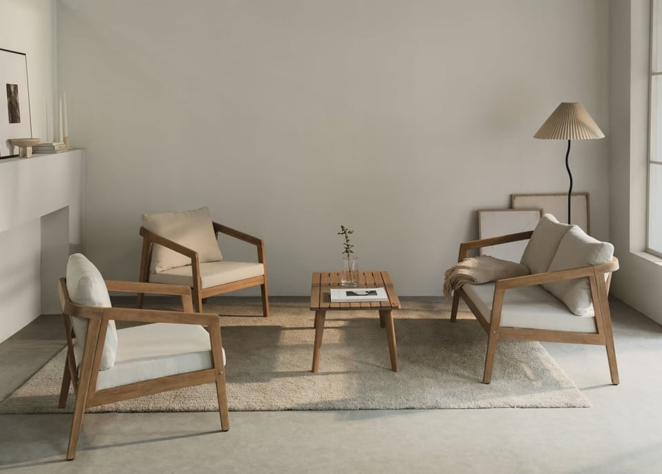 Ensemble de salon en bois d'acacia Kaela