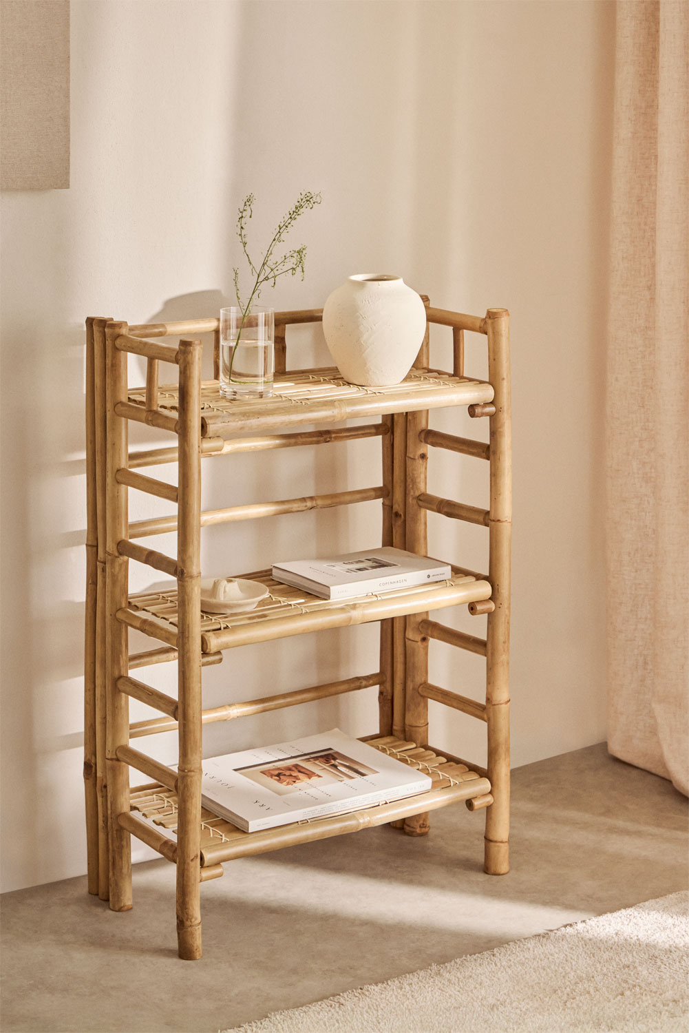 Étagère Murale En Bambou Avec Lanières Simili Cuir Vert Kaki - Style Tendance, à Coller Ou Fixer - 13